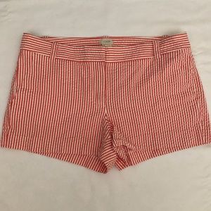 J. Crew orange/white stripe seersucker shorts